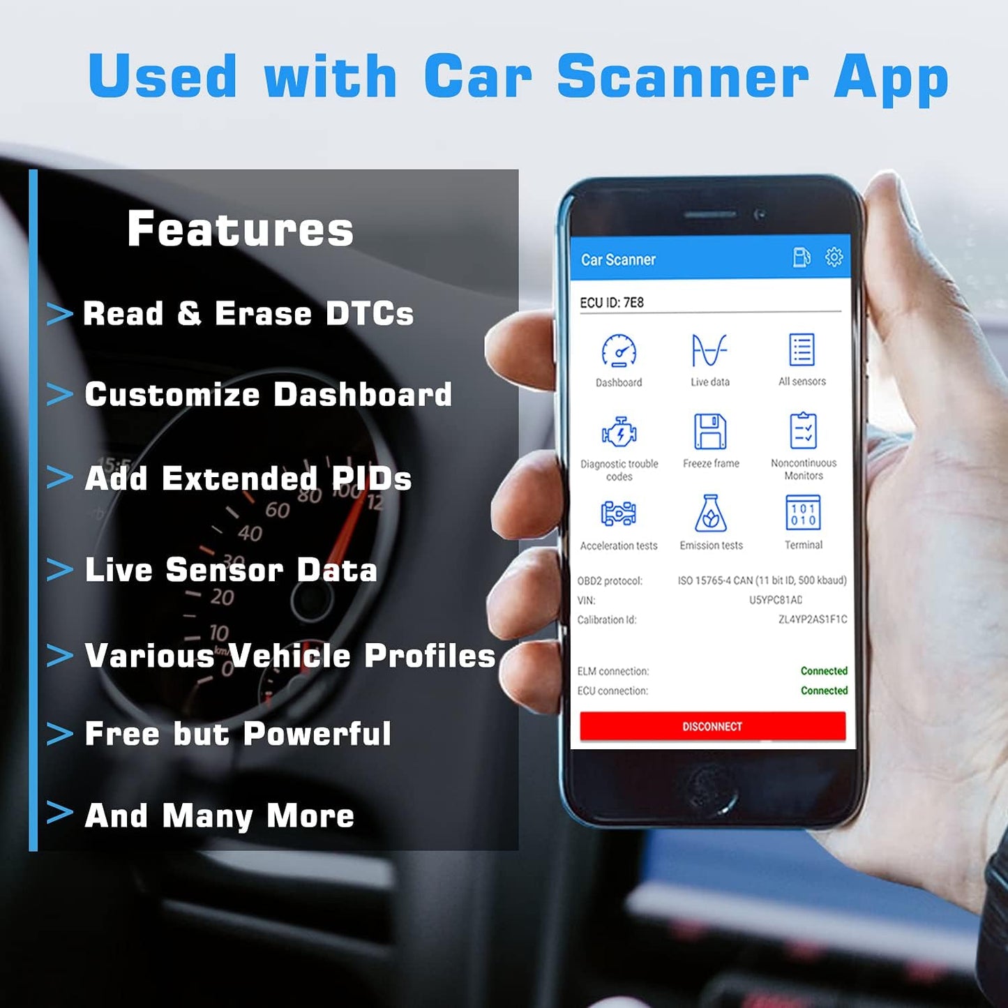 Veepeak Mini Bluetooth OBD2 Scanner Code Reader for Android (NOT for iOS) | Incompatible with iPhone or iPad. Check engine light diagnostics & live data for Android. Supports Torque & Car Scanner App.