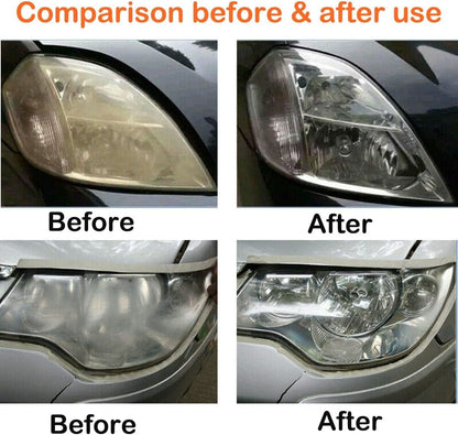 Headlight Restoration Car Headlight Lens Scratch Repair Polish Tool with 100 ml Restoration Liquid,Auto Headlight Vapor Renovation Kit with UV Block Coat to Remove Yellowing/Scratch/Haze/Oxidation