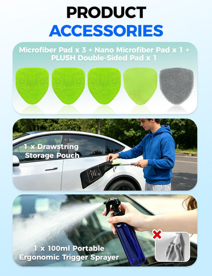 XINDELL 24-inch Windshield Cleaner Tool – Upgrade Large Head Car Interior&Exterior Window Cleaning Kit with Extendable Handle & 4 Microfiber Pads, Auto Wiper Brush for Car, Trucks, SUVs, RVs & Home