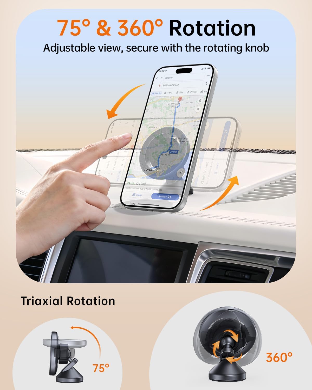 SYNCWIRE MagSafe Car Mount, Magnetic Car Phone Holder for Car Dashboard, 360° Rotating Strong Magnet Phone Mount with 3M VHB Adhesive, Compatible with iPhone 17/16/15/14/13/12 & MagSafe Cases