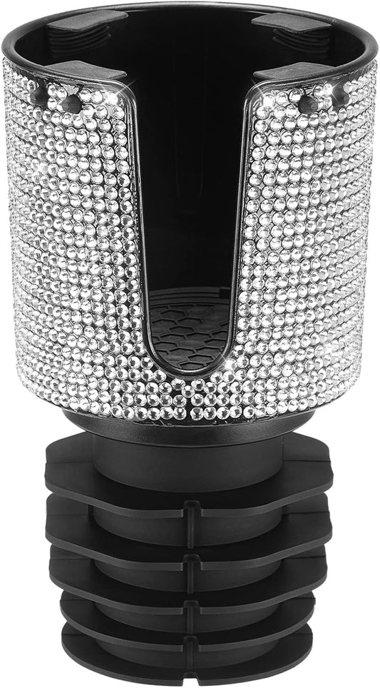 JOYTUTUS Upgraded Car Cup Holder Expander with Offset Base, Fit for YETI, Hydro Flask, Large Cup Holder Expander for Car Hold 18-40 oz Bottles and Mugs, Other Bottles in 3.4"-3.8"(Bling)