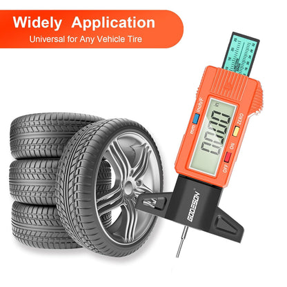 GODESON Tire Tread Depth Gauge, Digital Tire Tread Depth Gauge with 3 Modes-Fractional Inch, Decimal Inch and Millimeter, Tire Depth Gauge for Motorcycles, Cars, SUV, Easy to Read Tread Depth Gauge