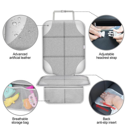 Meolsaek Car Seat Protector for Child Car Seat, Durable 600D Fabric Waterproof Car Seat Cover with Thick Pad Non-Slip Backing，No Imprints (Black 2pcs)