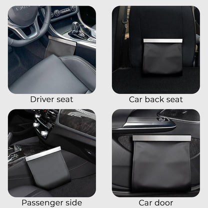 COZILO Leather Car Trash Can with Smart LED Light & Magnetic Closure,Leak-Proof, Odor-Lock Car Trash Bin for Any Cars, Sedans, SUVs, Trucks, Black