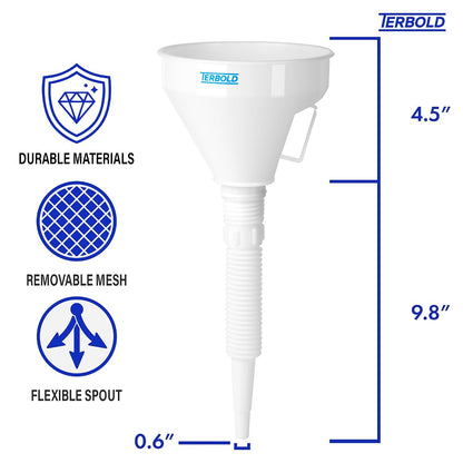 Automotive Flex Funnel with Hose | Wide Mouth Flexible Oil Funnel for Automotive Use - Gas, Transmission Fluid, Car Fuel, Oil Change (Blue)
