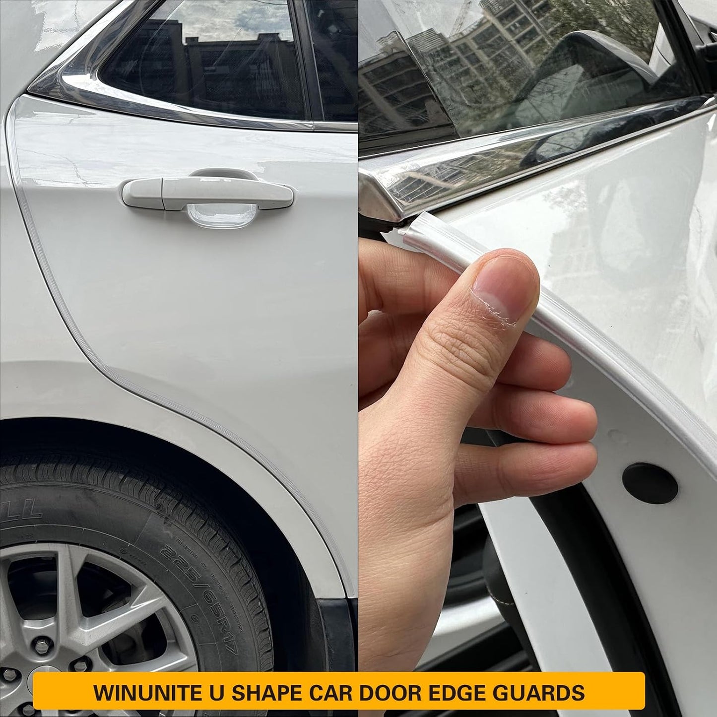 Winunite 32.8ft (10m) Car Door Edge Guards Clear – Self-Adhesive PVC, U-Shaped, Fits Most Vehicles, Scratch- and Chip-Resistant – Reduces Dings in Parking Lots
