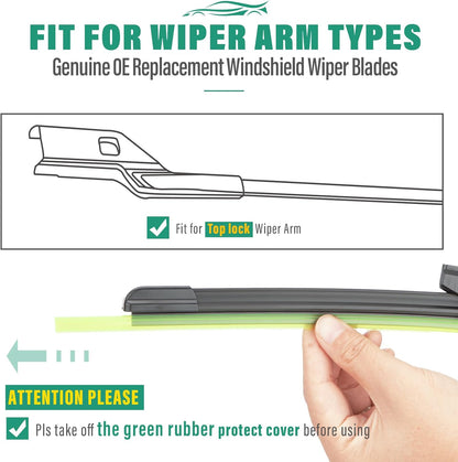 26" 16" 12" Windshield Wiper Blades Replacement for Toyota RAV4 2019 2020 2021 2022 2023 2024 2025 RAV 4 / Mazda 5 2006-2015 Premium All Weather Front Rear Wipers Set - OEM Quality (Pack of 3) - Colors D