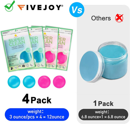 Car Cleaning Gels 4-Pack, Car Cleaning Putty Universal Auto Detailing Tools Car Interior Cleaner, Dust Cleaning Slime, Car Accessories for Car Vents & Keyboards, Clean Supplies– 320g (2.8oz/pcs)