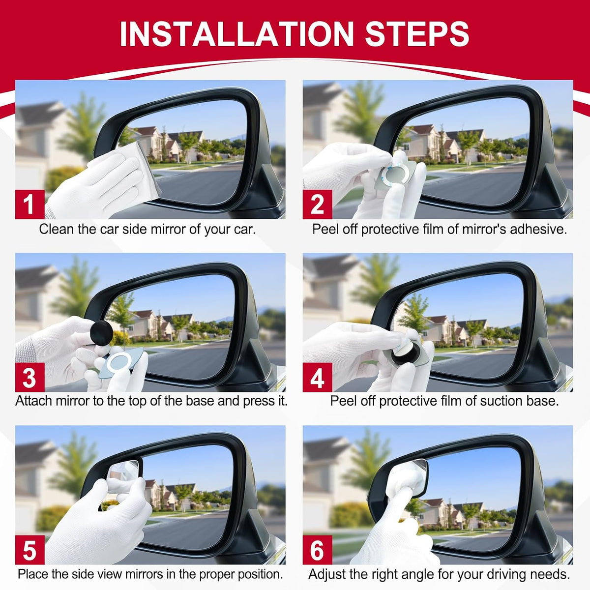 LivTee Blind Spot Mirrors, HD Glass Frameless Convex Rear View Mirrors, Wide Angle Adjustable Stick for Side Mirror, Automotive Exterior Accessories for Car, SUV & Trucks, Pack of 2