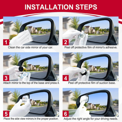 LivTee Blind Spot Mirrors, HD Glass Frameless Convex Rear View Mirrors, Wide Angle Adjustable Stick for Side Mirror, Automotive Exterior Accessories for Car, SUV & Trucks, Pack of 2