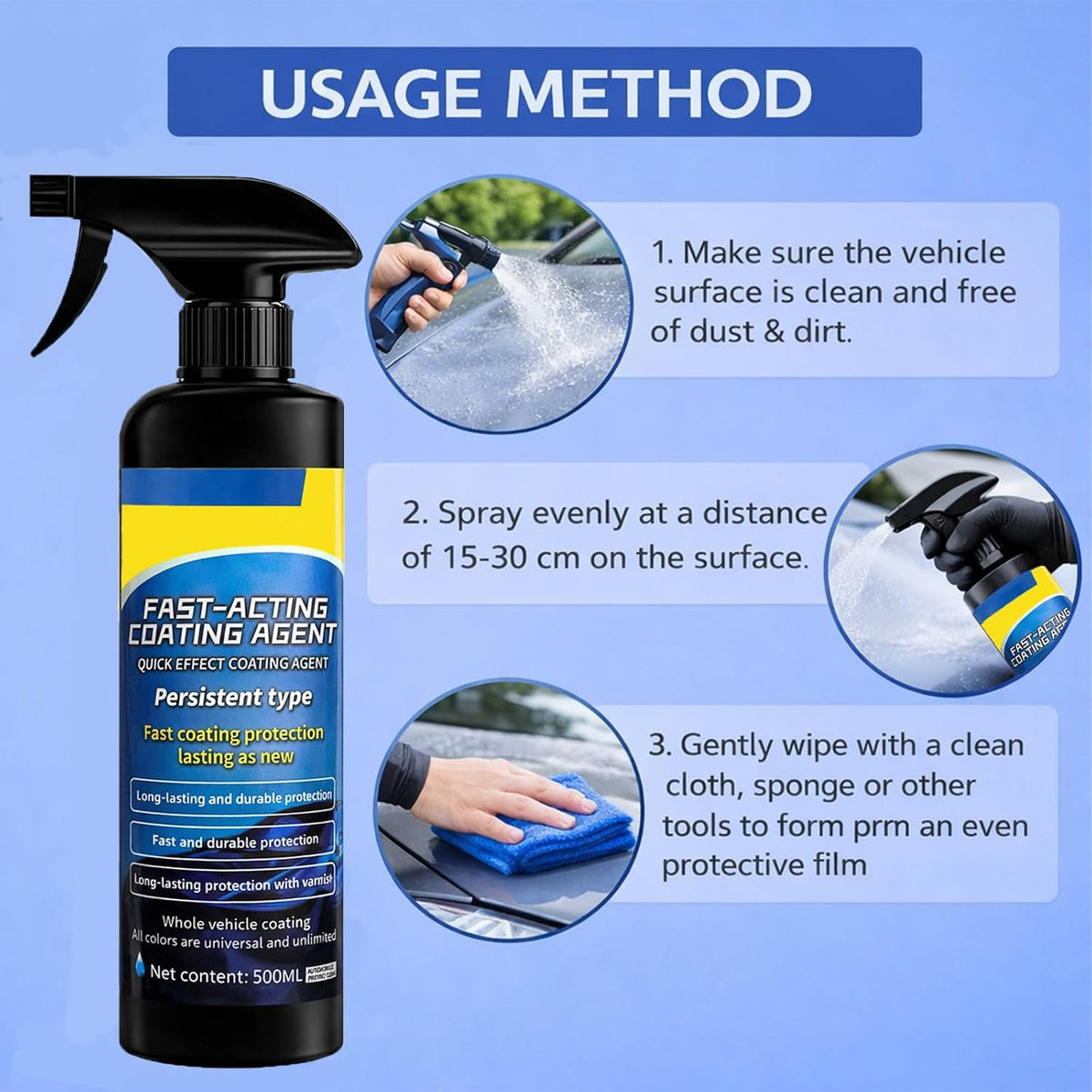 Quick Effect Coating Agent for Cars, 2026 Upgrade Nano Quick Coat Restore Spray, Car Nano Ceramic Coating Spray, Extremely Hydrophobic & High Gloss Shine (16.9 floz)