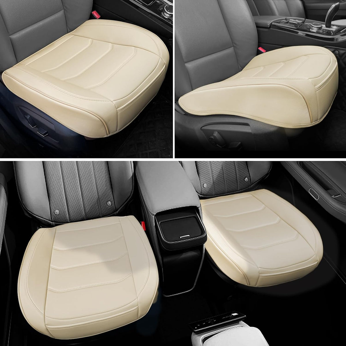 BOPUOVRE Car Seat Cover for Luxury & Comfort - PU Leather, Anti-Slip, Full Wrap Protection with Storage Pocket for Bottom Cushion - Universal Fit for 95% of Vehicles (Black,1 Piece)