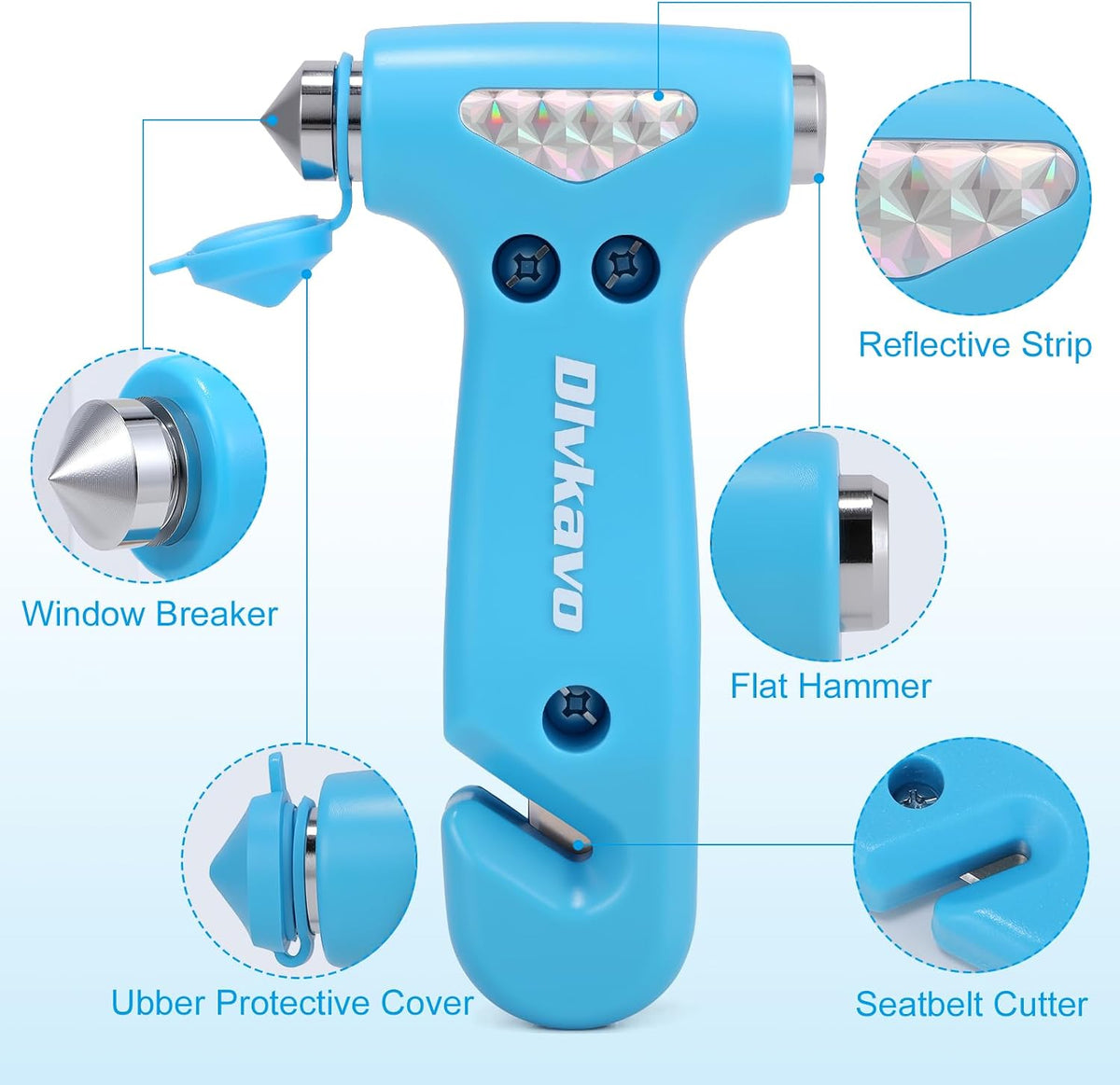 Window Breaker, 3-in-1 Emergency Escape Tool with Car Safety Hammer and Seat Belt Cutter, Safety Emergency Car Escape Tool, Road Trip Essential and Must Haves