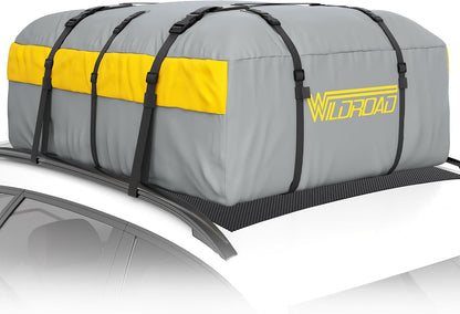 WILDROAD Car Roof Bag Rooftop Cargo Carrier, 21 Cubic Feet Waterproof Roof Luggage Cargo Carrier Bag with Anti-Slip Mat for All Cars Vehicles SUV with/Without Rack (21 Cubic Feet)