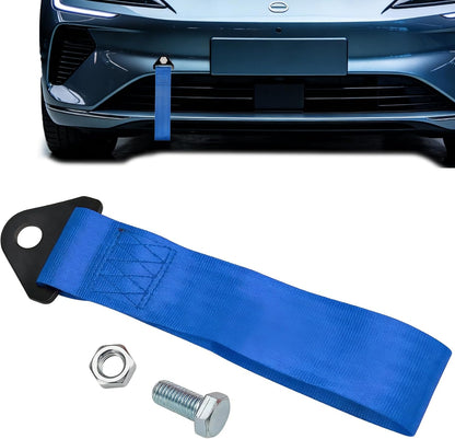 Racing Tow Strap, Tow Strap with Hooks, Sports Trailer Belt, Car Modification High Strength Nylon Traction Rope Decor Trailer Hook Belt Fit for Front or Rear Front Bumper Decoration (Red)