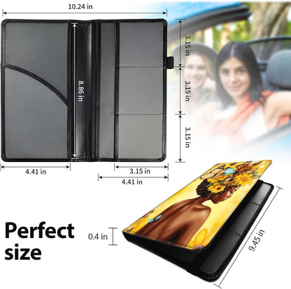 Car Registration and Insurance Holder, Leather Car Glove Box Organizer, Cool Car Accessories for ID, Driver's License Cards & Essential Document, business cards, Men&Women, Retro Audio Cassette