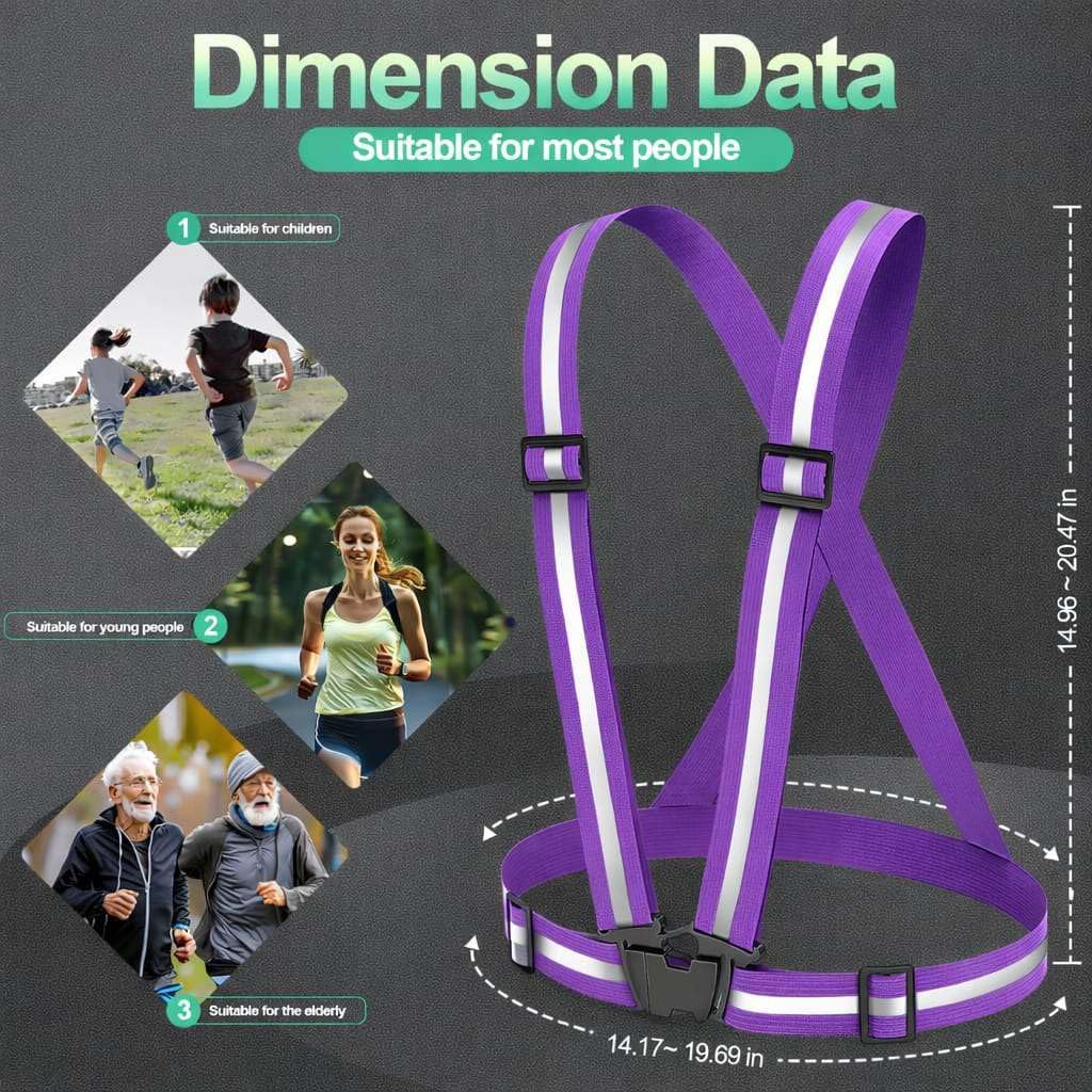2 Packs Reflective Vest Running Gear, High Visibility Reflective Running Gear Adjustable Elastic Safety Vest for Night Jogging, Biking, Walking or Dog Walking, Running Vest for Men Women Children