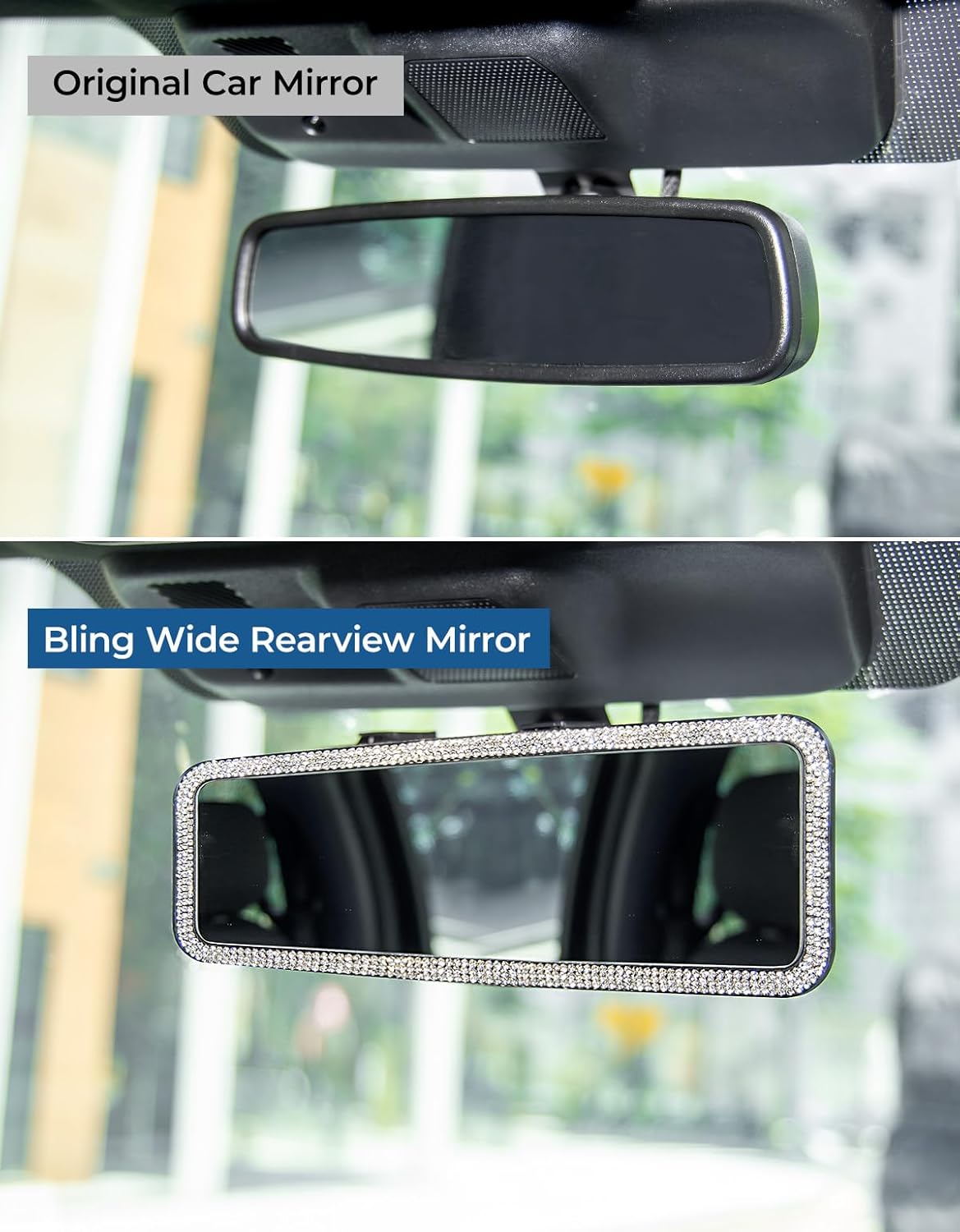 JOYTUTUS Panoramic Rear View Mirror, 12 Inch Wide Angle Clip On Mirror, Universal Car Interior Accessories, Convex Interior Mirror Reduces Blind Spot, Clear Vision Fits Car SUV Trucks
