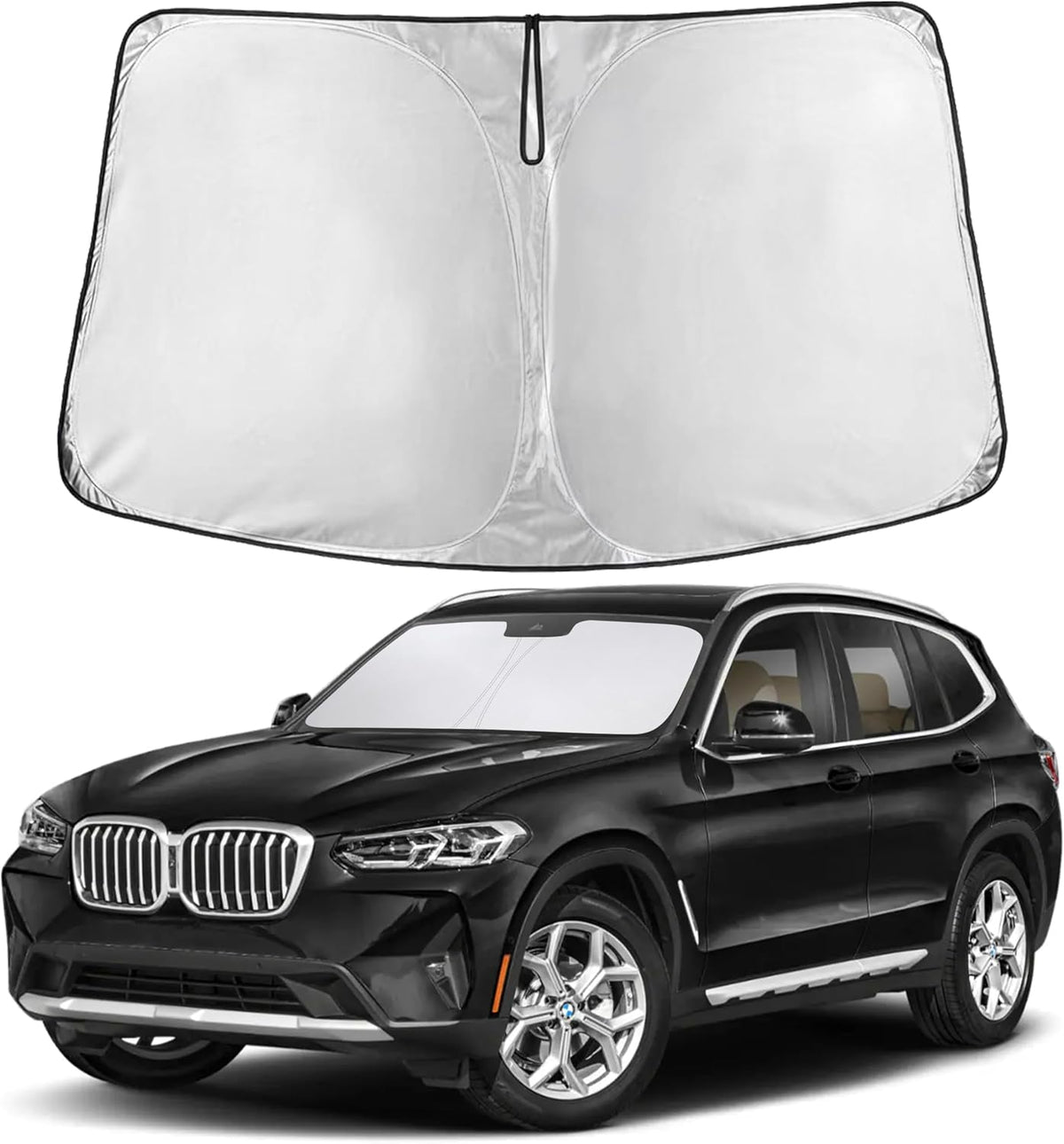 EcoNour Car Windshield Sun Shade | 2025 Upgraded Innovative No-Light-Pass Technology for Maximum Coverage | Foldable Sun Shade Keeps Your Vehicle Cool | Must-Have Car Accessories | Small (59" x 29") - Colors L