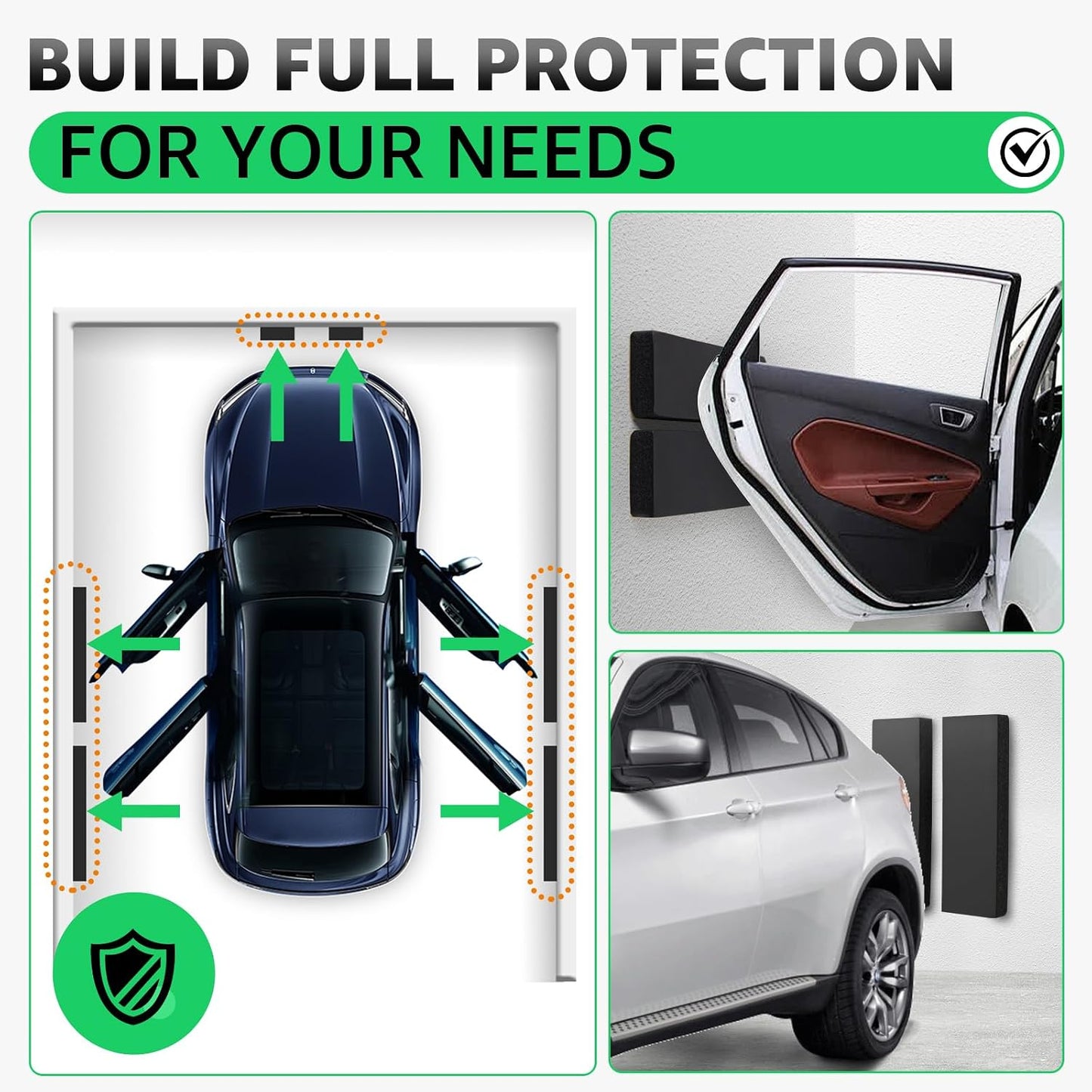 Garage Wall Protector, 2 Roll Garage Car Door Protector Bumper Guard for Car Doors Anti-Collision Waterproof Inflaming Ultra Self Adhesive EVA Foam for Warehouse (2 ROLL: 79" x 8" x 1/4")