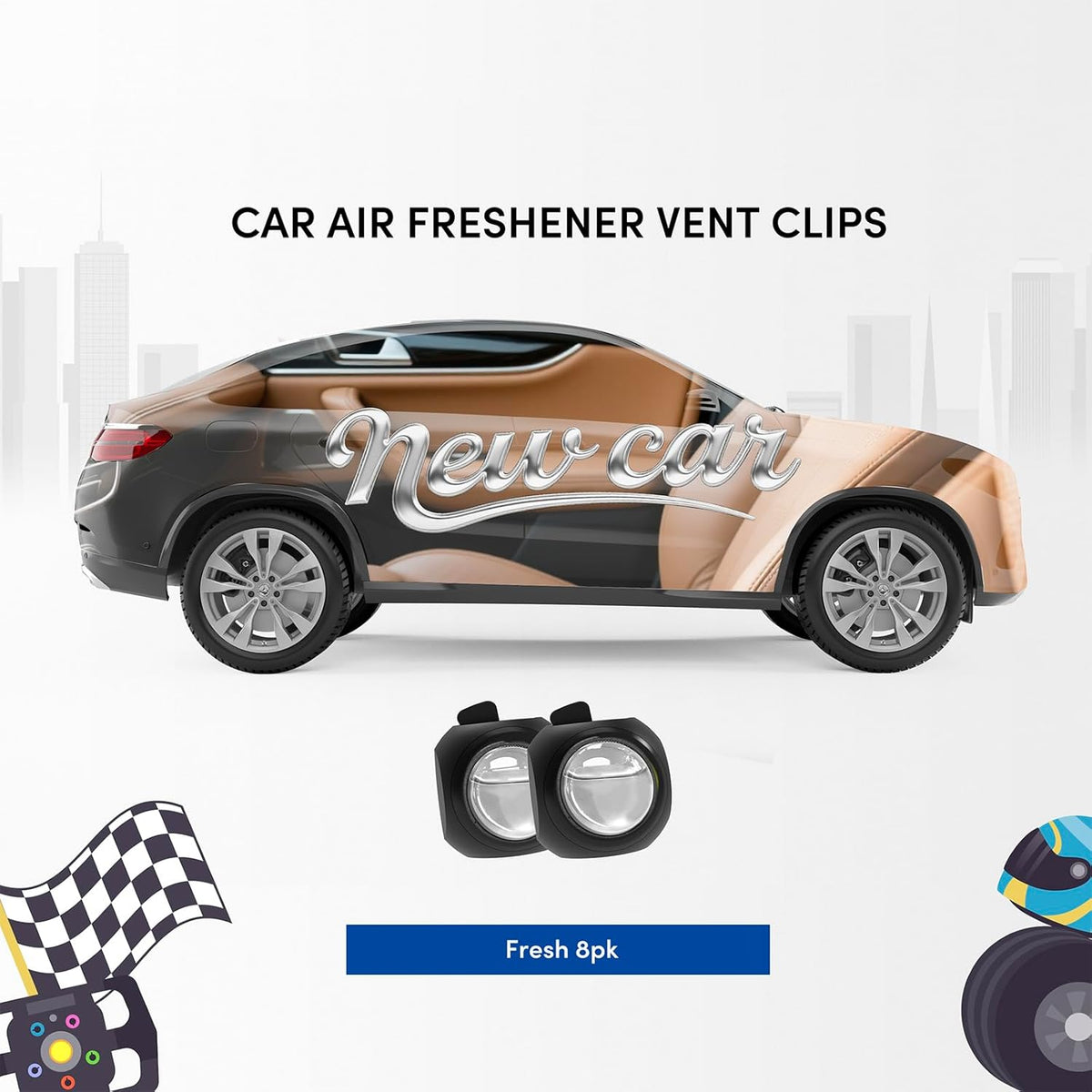 DRIVEJOY Car Air Freshener Vent Clips, 8 PK, 6 Ocean, 2 New Car Scent, Long Lasting Air Fresheners for Men & Women, Up to 240 Days, Odor Eliminator