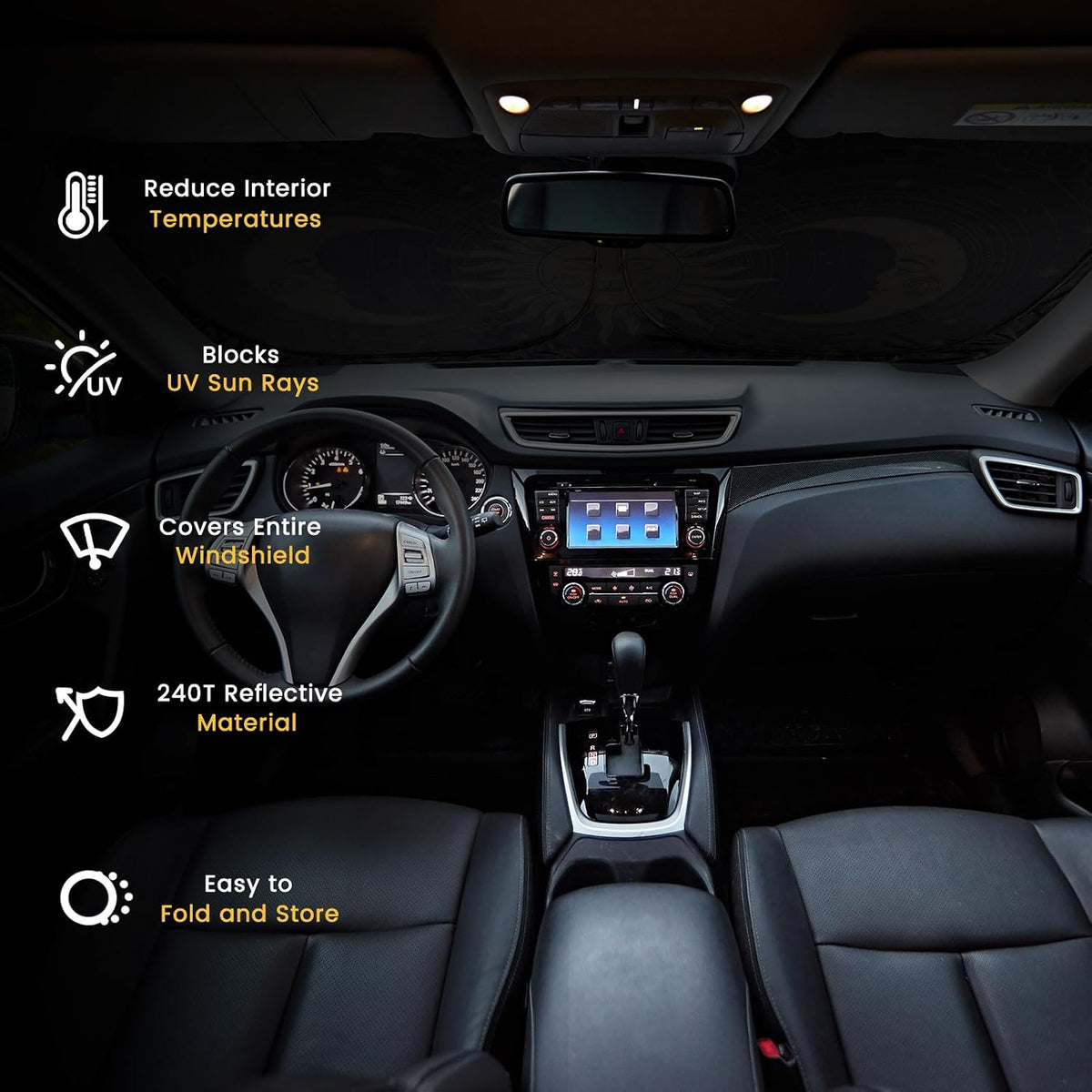 Iridescent Sun Shade for Car Windshield, Foldable Universal Car Windshield Upgrade Sunshade Enhanced UV Rays Reflective Sun Visor Shade Keeps Vehicle Cool