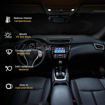 Iridescent Sun Shade for Car Windshield, Foldable Universal Car Windshield Upgrade Sunshade Enhanced UV Rays Reflective Sun Visor Shade Keeps Vehicle Cool