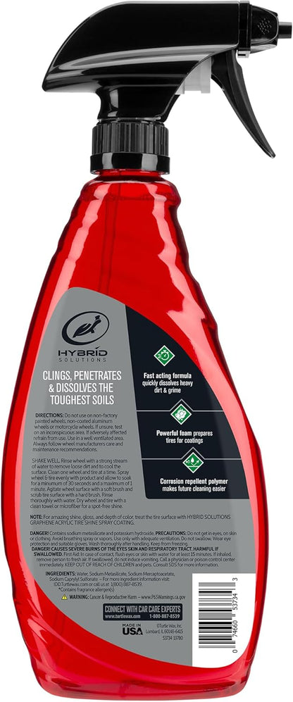 Turtle Wax Hybrid Solutions Hyper Foam Wheel and Tire Cleaner, High-Foaming Formula, Removes Dirt, Iron & Brake Dust, Perfect Prep for Tire Shine, Safe for All Wheels, 23 oz (Pack of 1)