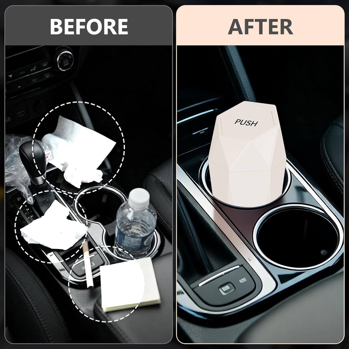 Car Trash Can with Lid - 2-Pack, Interior Accessories for Vehicles, Leakproof Garbage Can with 30 Detachable Trash Bags, Multipurpose Organizers and Storage Solutions for Home and Office