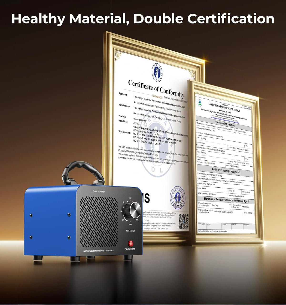 Ozone Generator 48,000mg, Commercial Ozone Machine Odor Removal, High Capacity O3 Ionizer Air Purifier Deodorizer, Portable Mini for Car, Home, Smoke, Pets, Industrial, for 4000 Square Feet -Black