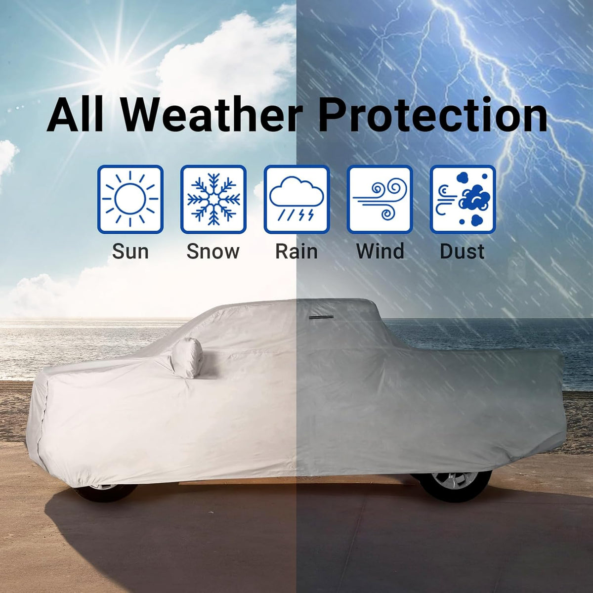 iCarCover 15-Layer Car Cover Waterproof All Weather | Premium Quality Car Covers for Automobiles, UV Protection, El Camino, Impala, Bel Air, Monte Carlo, Galaxie, Charger, Size C21 (See Size Chart) - Colors C