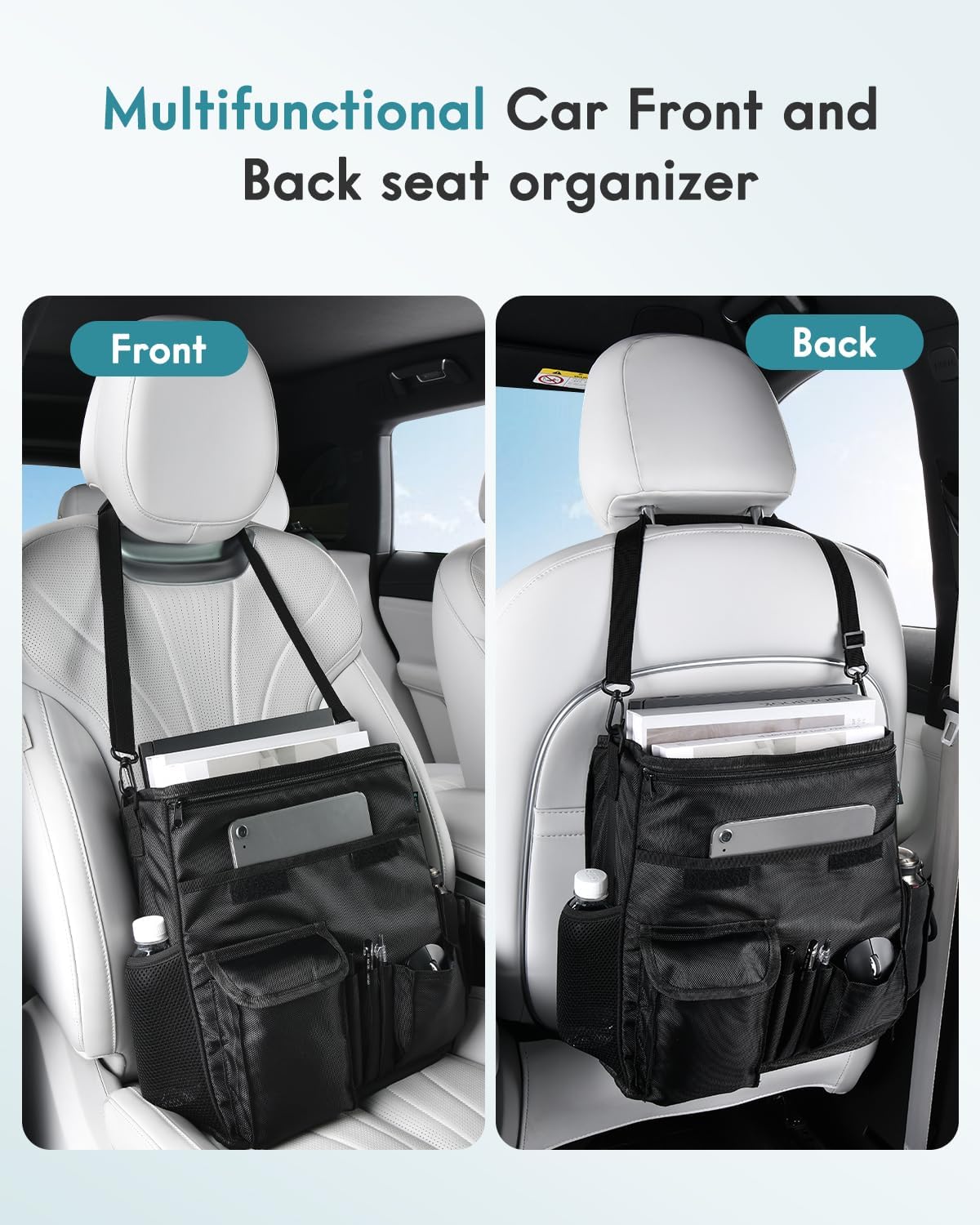 FLORICH Car Seat Gap Filler, Pro-Seats Gap Filler Organizer and Storages 2-in-1, Premium Leather Center Console Organizer, Car Organizer Front Seat Universal Fit for Car SUV Truck