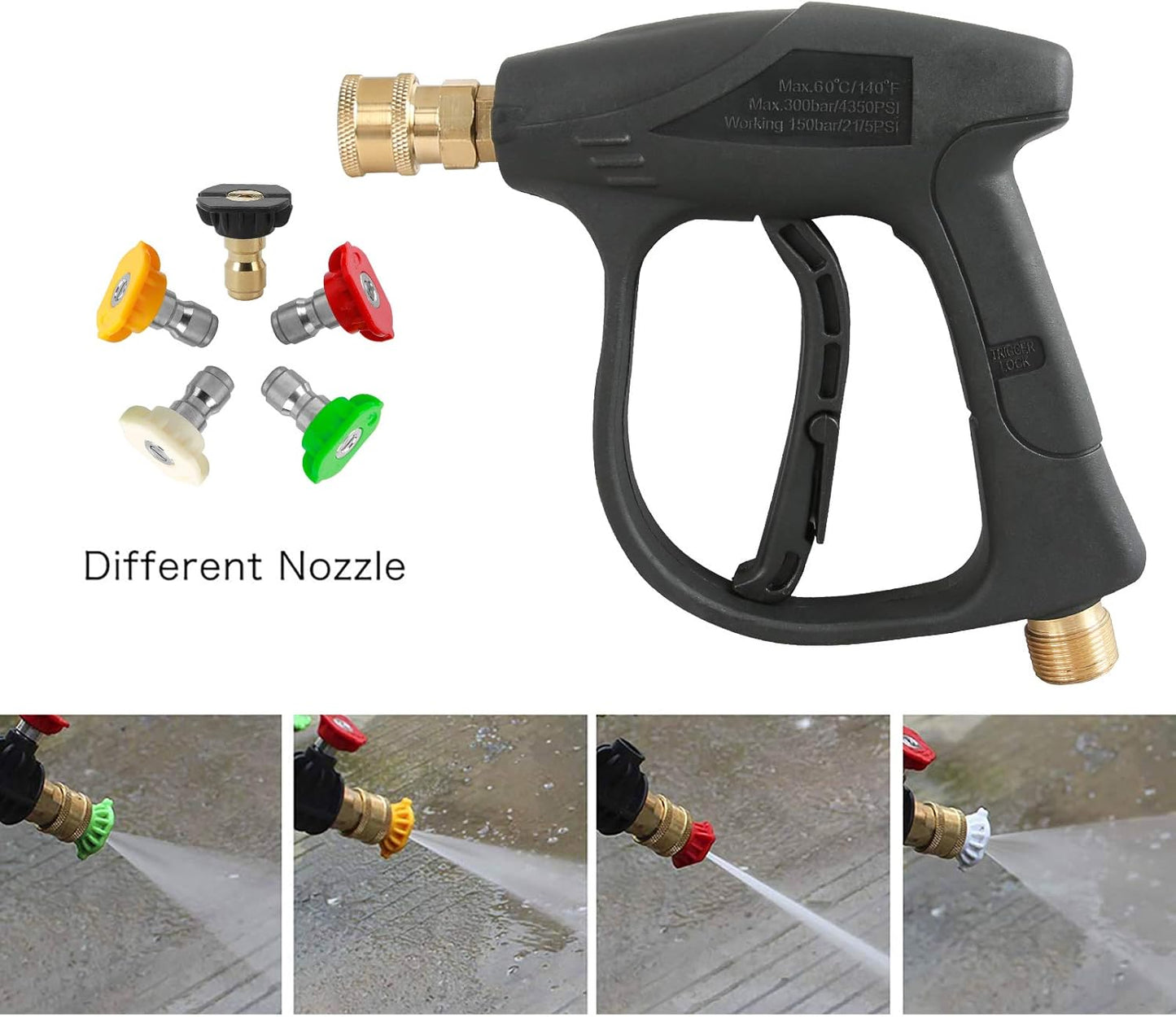 Sooprinse Foam Cannon Kit with Pressure Washer Short Gun, 1 L Snow Foam Lance with 1/4 Inch Quick Connector, Foam Blaster with Pressure Washer Gun,4000 PSI, Black
