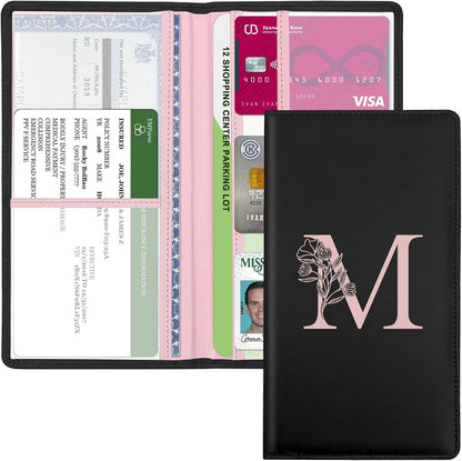 Letter Car Registration and Insurance Holder, with Magnetic Closure for License, Cards and Documents,Vehicle Glove Box Car Organizer, Interior Car Accessories for Women Men (M)