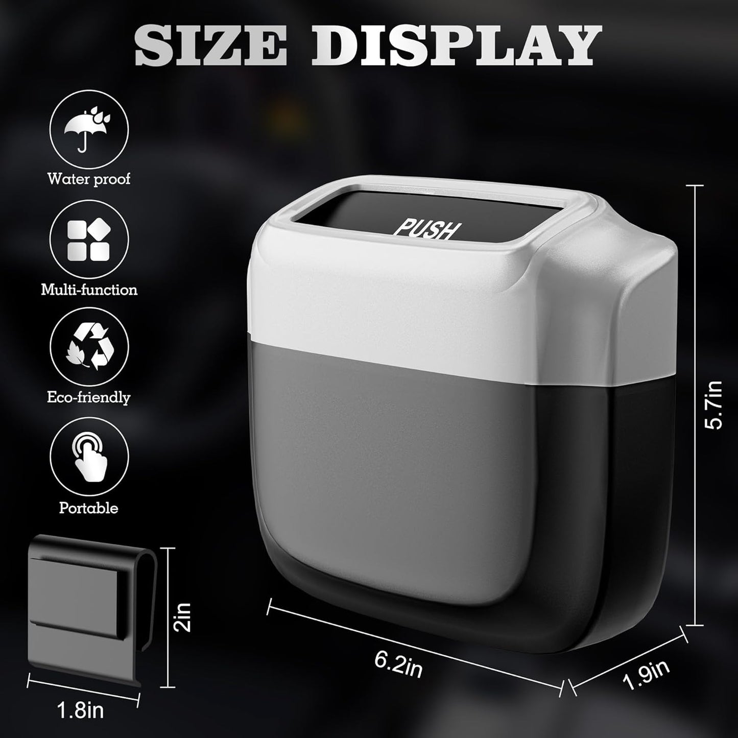 2 Packs Car Trash Can with Lid，Built-in Storage Garbage Bag，Leakproof Vehicle Trash，Car Accessories for Interior,Mini Garbage Bin for Automotive, Office, Kitchen,Bedroom，with 60pcs Trash Bags
