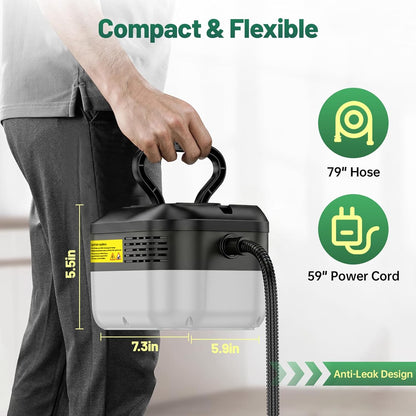 2500W Handheld Steam Cleaner, 15s Fast Heat-Up High Temp Pressurized Steamer, 1.2L Large Tank, Portable Steam Cleaning Machine for Home, Kitchen, Bathroom, Car, Grout & Furniture (Black)