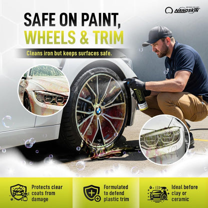 Nanoskin IRON FREE Paint, Wheel and Glass Decontamination Fall Out Remover 1 Gallon - Removes Iron Particles in Car Paint, Motorcycle, RV & Boat | Use before Clay, Wax or Car Wash for Car Detailing