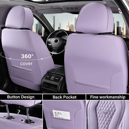 Coverado Seat Covers, Car Seat Covers Full Set, Black Car Seat Cover, Car Seat Covers Front Seats Back Seat Cover, Waterproof Car Seat Cushion, Leather Seat Covers Seat Protector Fit for Most Cars