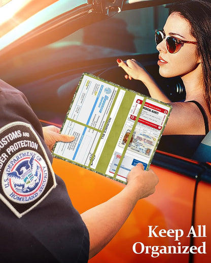 Slohif Car Registration and Insurance Card Holder with Magnetic Shut - Vehicle Glove Box Organizer Women Leather Automobile License Holders Coasters Auto Accessories Case for Document,Strawberry