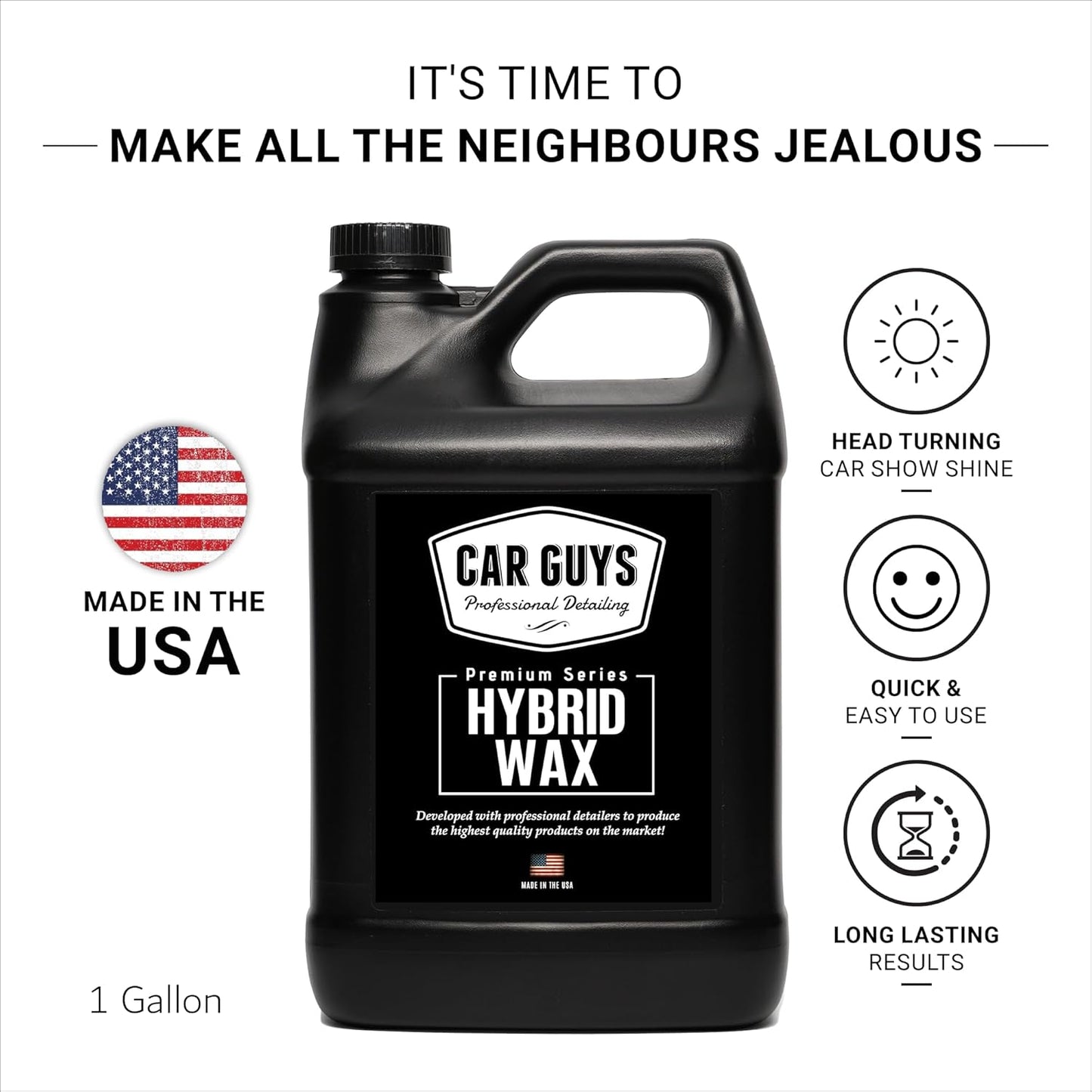 CAR GUYS Hybrid Spray Wax | Advanced Car Wax | Long Lasting and Easy To Use | Safe on All Surfaces | 18 Oz Kit with Towel