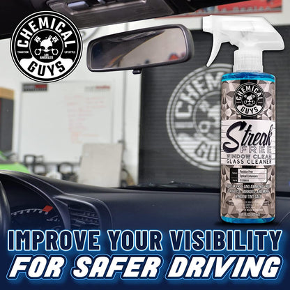 Chemical Guys Streak Free Window Cleaner – Ammonia-Free Glass Cleaner for Crystal Clear Clarity, Safe on Tint, Mirrors, Touchscreens, Windshields, and Chrome, 32 fl oz