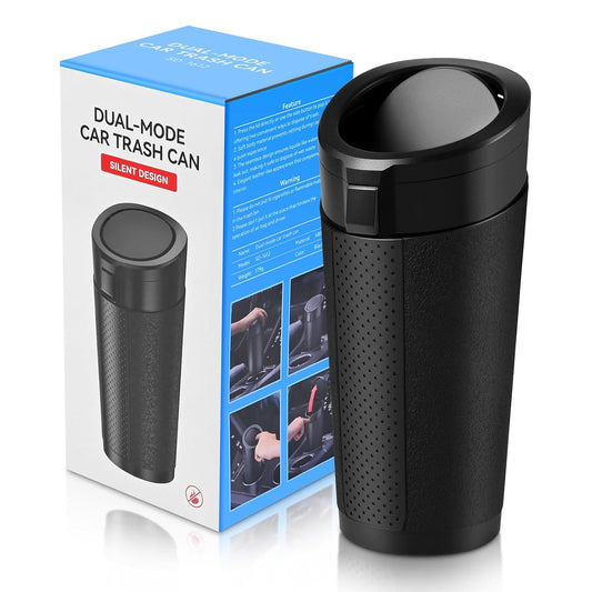 Car Trash Can Bin with Lid, 2 Packs Mini Leakproof Garbage Can for Vehicle, Cup Holder Trash Can, Small Trash Bin for Cars, Home, Bedroom, Office(Black)