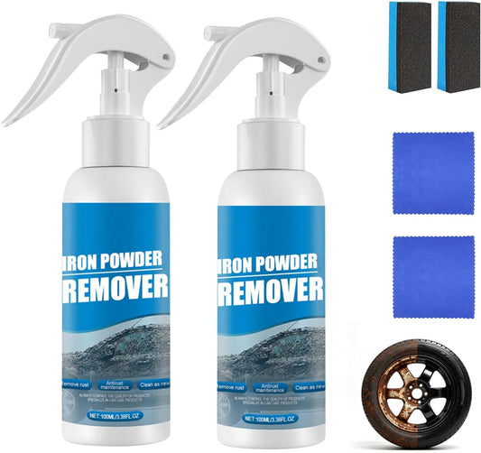 2Pcs Iron Powder Remover Spray,Car Rust Removal Spray,Quick-Acting Rust Converter,Multi-Functional Car Rust Removal Sprays,Multipurpose Rustout Instant Rusts Remover Sprays for Metal,Tools,Cars,Chains