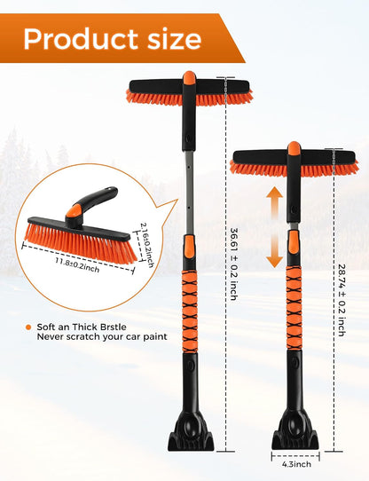 41" Ice Scrapers for Car Windshieldand Extendable Snow Brush with Foam Grip and 360° Pivoting Brush Head for Christmas Car Auto Truck SUV