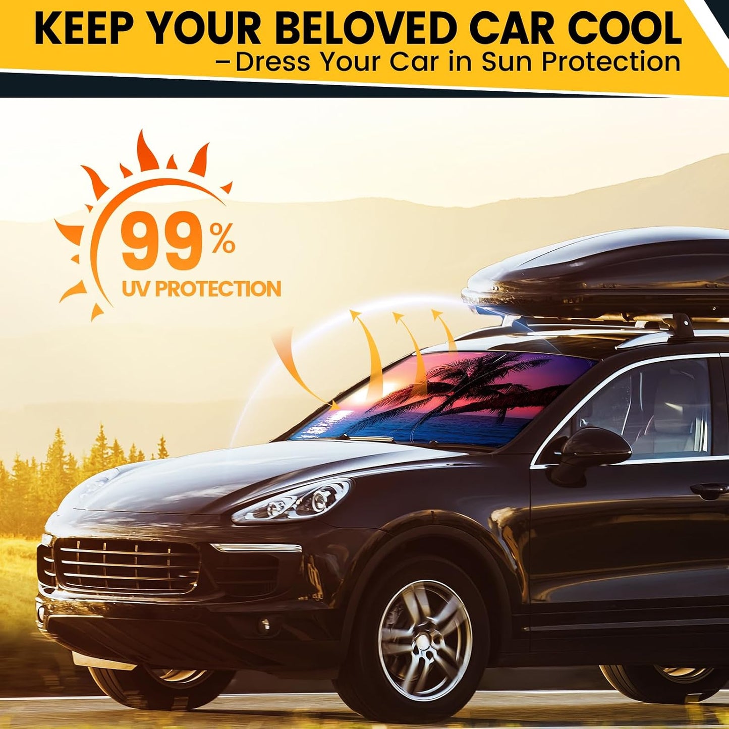 Car Windshield Sun Shade - Foldable Car Sun Shade Windshield for Front Window, Reflector Sunshade Offers Ultimate Protection for Cars Interior (55.2 x 31.5 in)