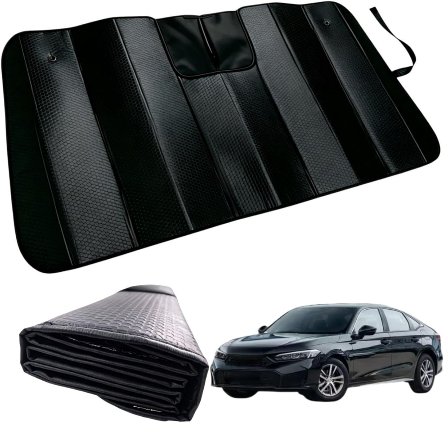 GWUSKDT Car Sun Shade, Sun Protector,Foldable Front Window Shade-Thicken 5-Layer Bubble for Auto Windshield UV Protection and Heat Reflector 58"x 27.5" (Blue)