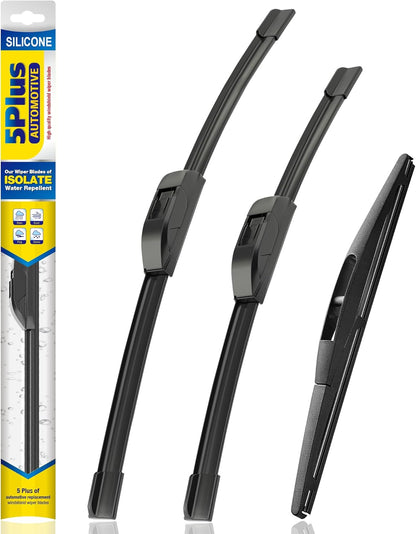 5 PLUS® Silicone Windshield Wipers Replacement for 2019-2024 Toyota RAV4/ 2006-2015 Mazda 5 Wiper Blades(Set of 3), Windshield Wiper Blades For My Car-26"/16"/12" - Colors B