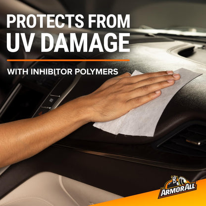 Ultra Shield Car Interior Protectant Wipes by Armor All, Car Cleaning Wipes With Armor All Protectant Prevents Dust Buildup and Enhances Color Depth, 25 Count