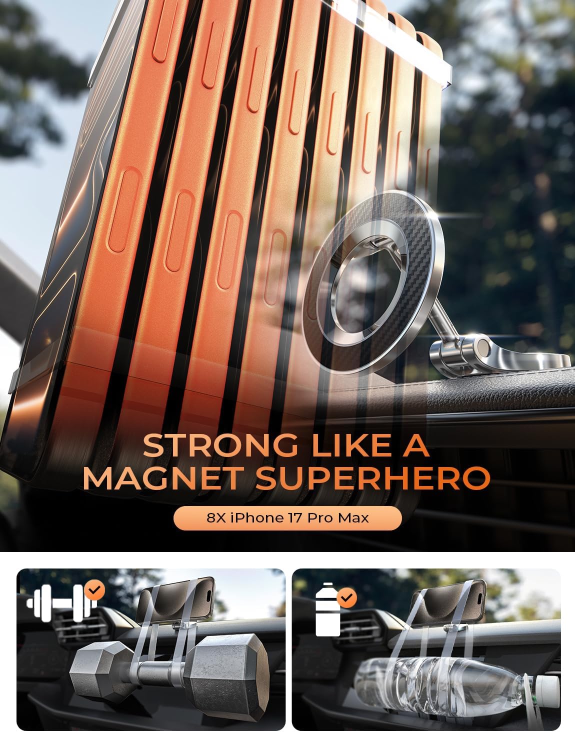 LISEN for MagSafe Car Mount for iPhone 17 Pro Max [24 Strong Magnets] Classic Magnetic Phone Holder for Car Dashboard Magnet Phone Mount Car Cell Phone Holder for iPhone 17 Pro Max Air 16 15 14 13 12