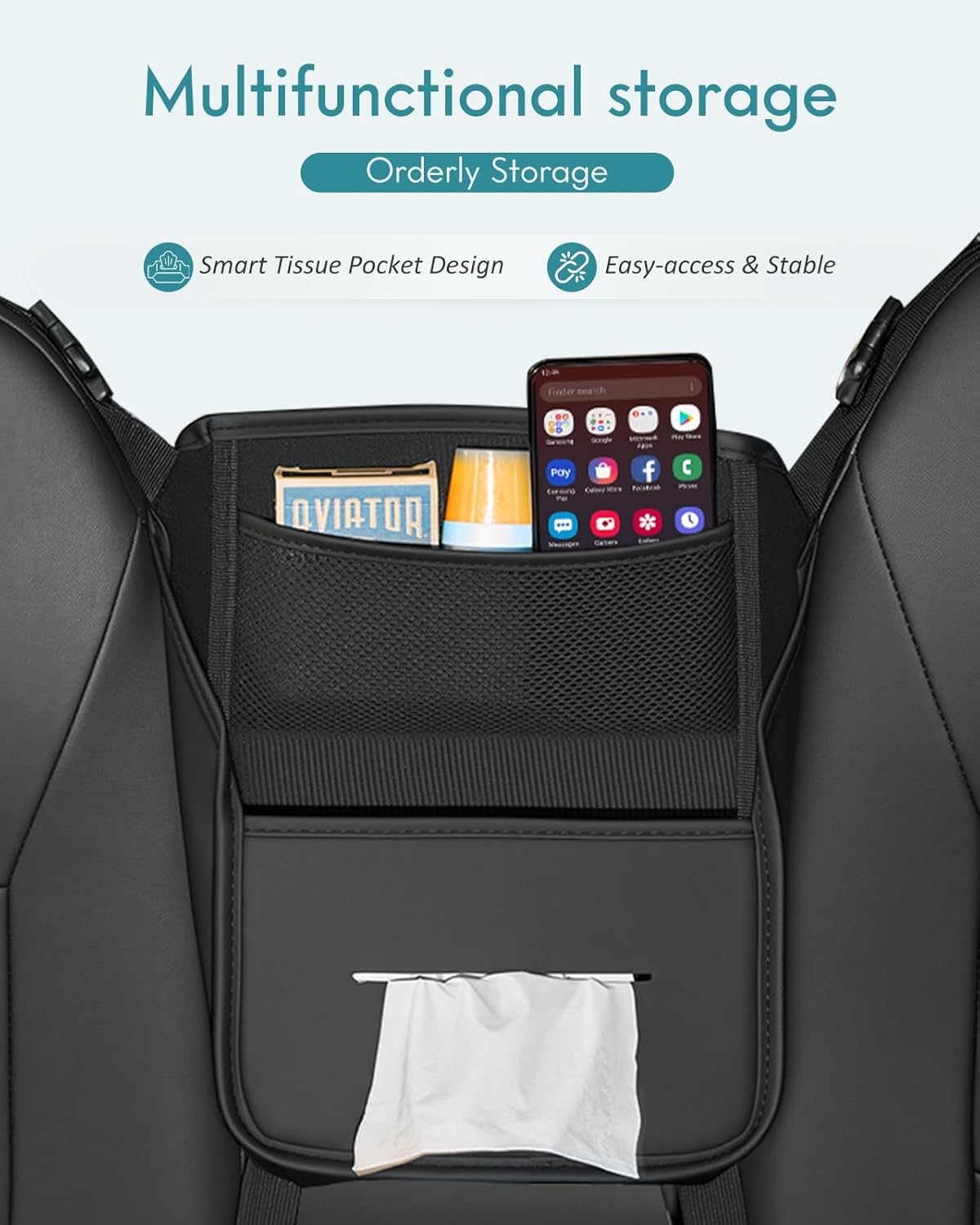FLORICH Car Seat Gap Filler, Pro-Seats Gap Filler Organizer and Storages 2-in-1, Premium Leather Center Console Organizer, Car Organizer Front Seat Universal Fit for Car SUV Truck